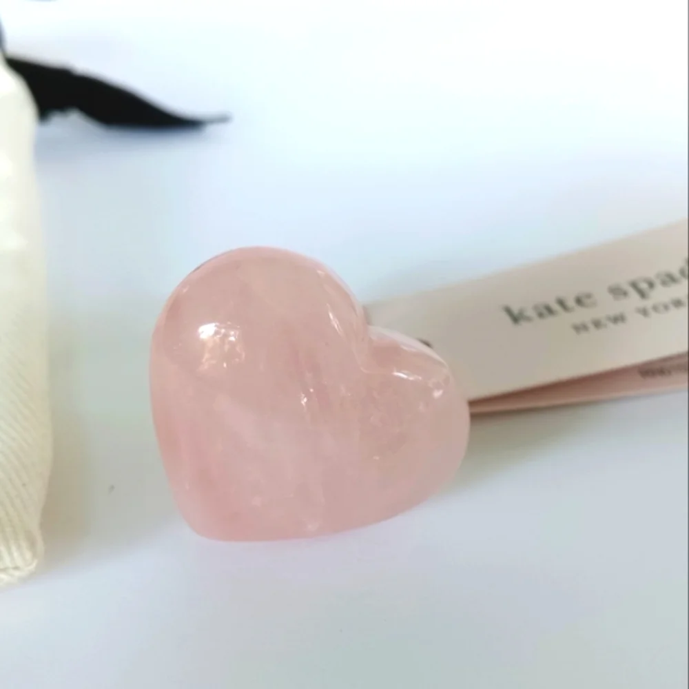 NWT Kate Spade Open Heart  Pink Quartz Stone + Goldtone Ring Size 6